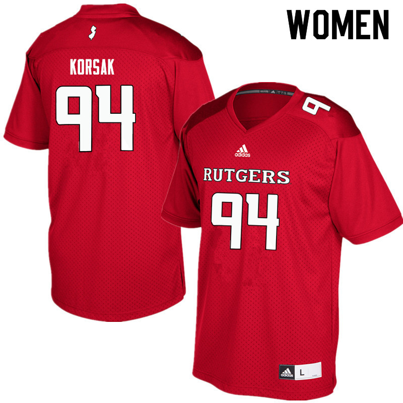 Women #94 Adam Korsak Rutgers Scarlet Knights College Football Jerseys Sale-Red